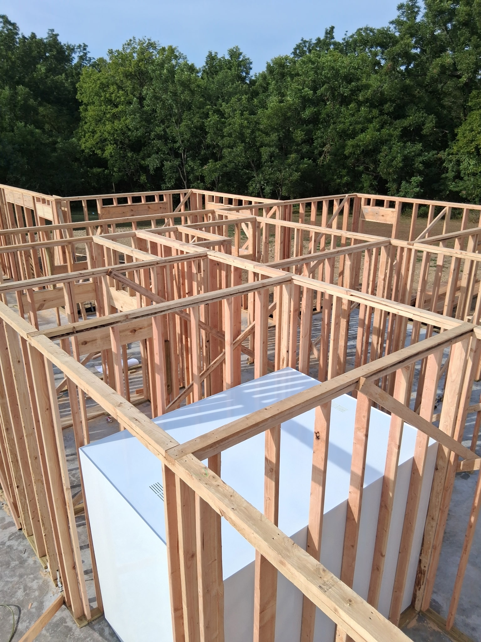 Interior wood wall framing during a residential build